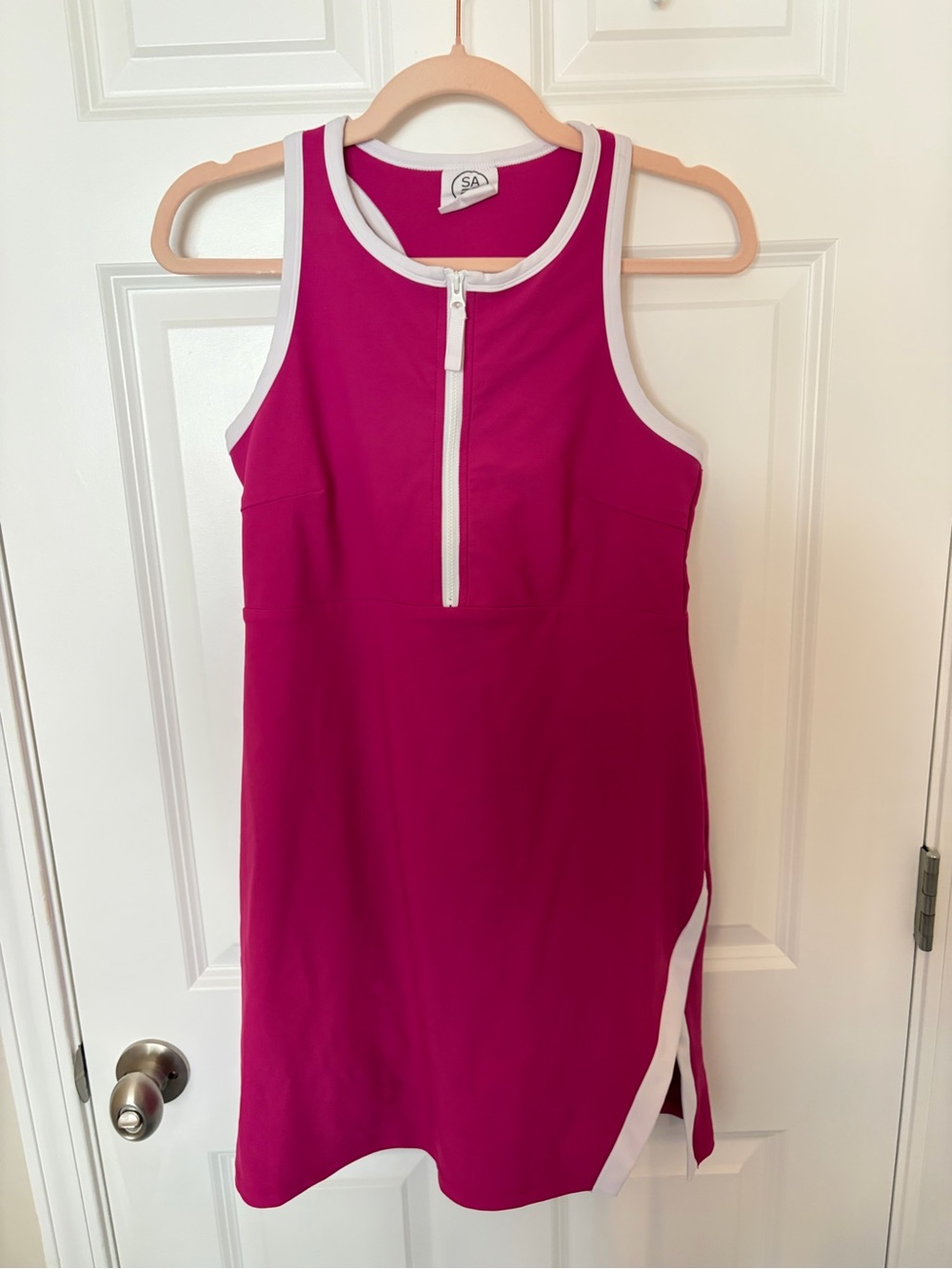 Sage Collective Athletic Athleisure Pink Zip-Front Dress with Shorts - Medium